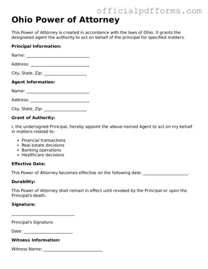 Printable Ohio Power of Attorney Template
