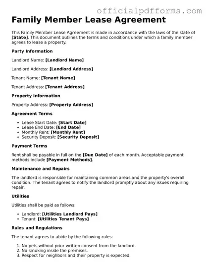 Valid Family Member Lease Agreement Document