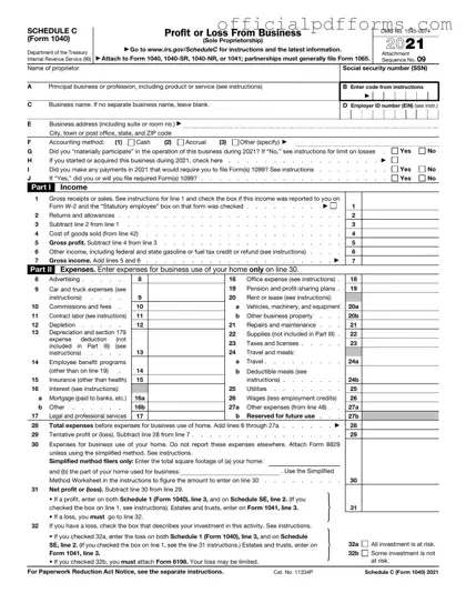 Fill in a Valid IRS Schedule C 1040 Form