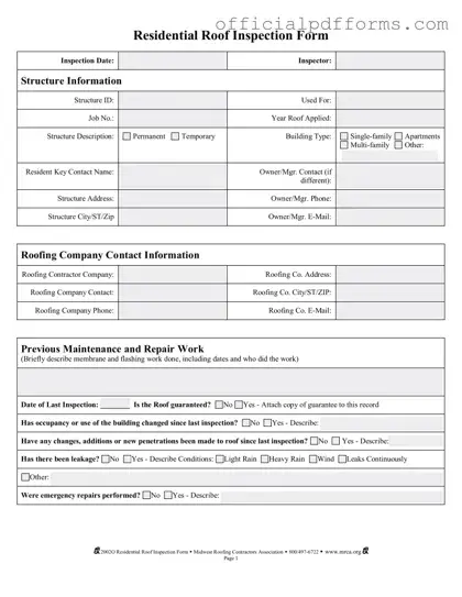 Fill in a Valid Roof Inspection Form
