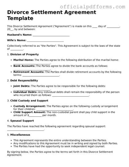 Valid Divorce Settlement Agreement Document