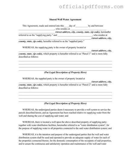 Fill in a Valid Shared Well Agreement Form
