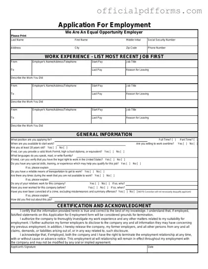 Fill in a Valid Spanish Application Employment Form