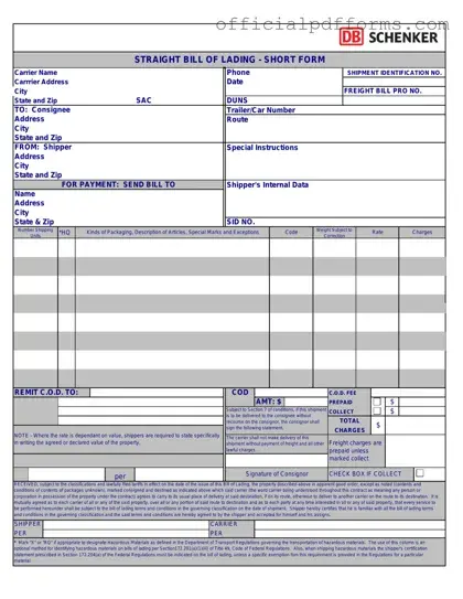 Fill in a Valid Straight Bill Of Lading Form