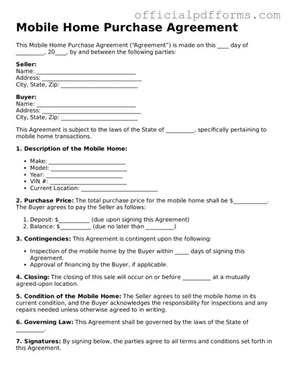 Valid Mobile Home Purchase Agreement Document