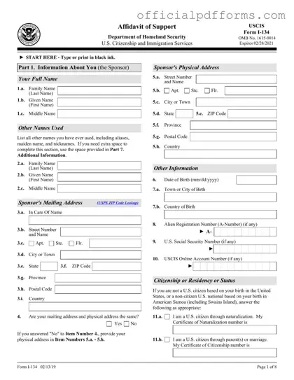 Fill in a Valid USCIS I-134 Form