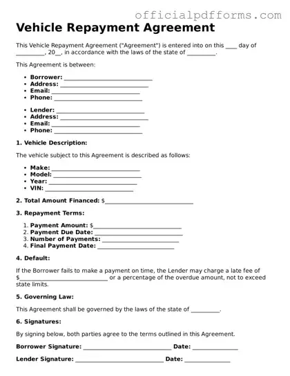 Valid Vehicle Repayment Agreement Document