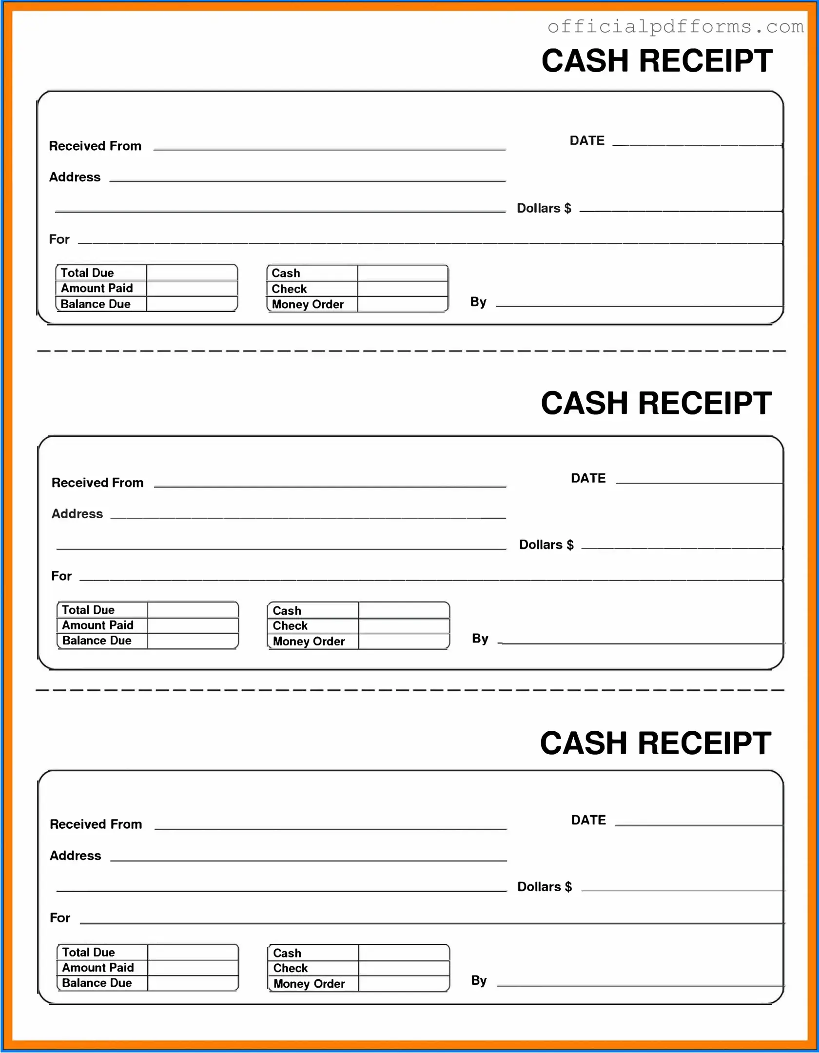 Fill in a Valid Cash Receipt Form