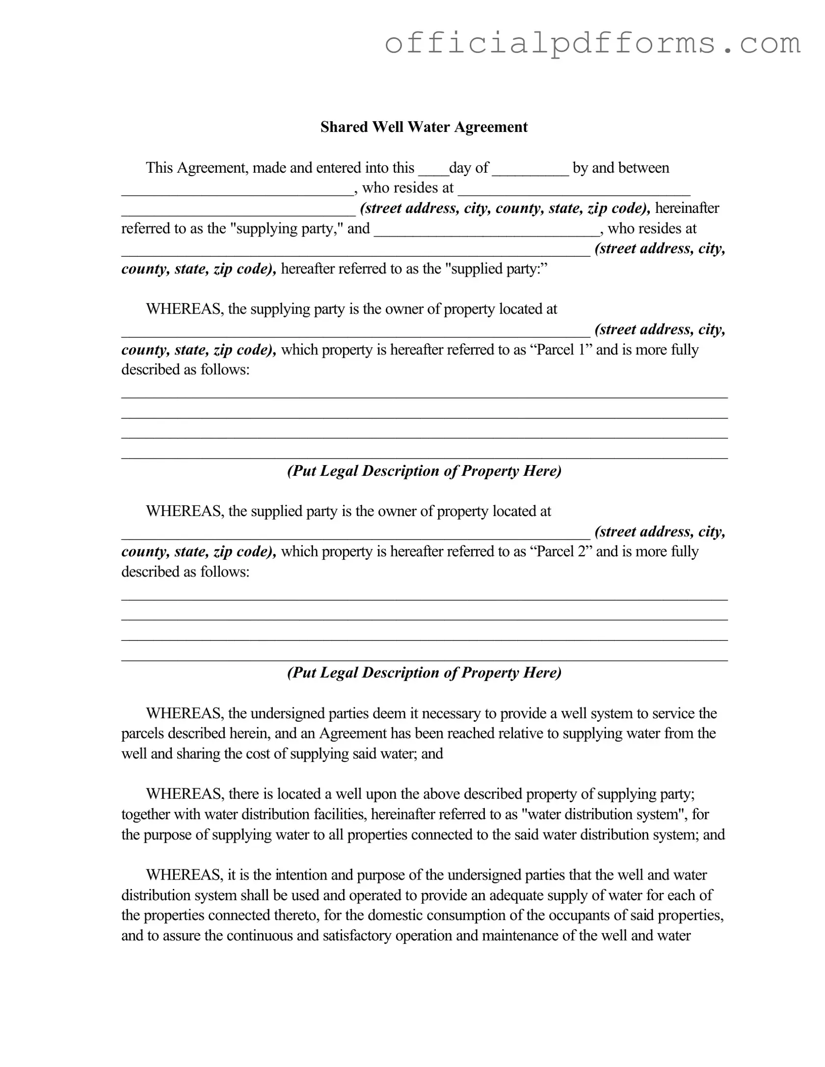 Fill in a Valid Shared Well Agreement Form