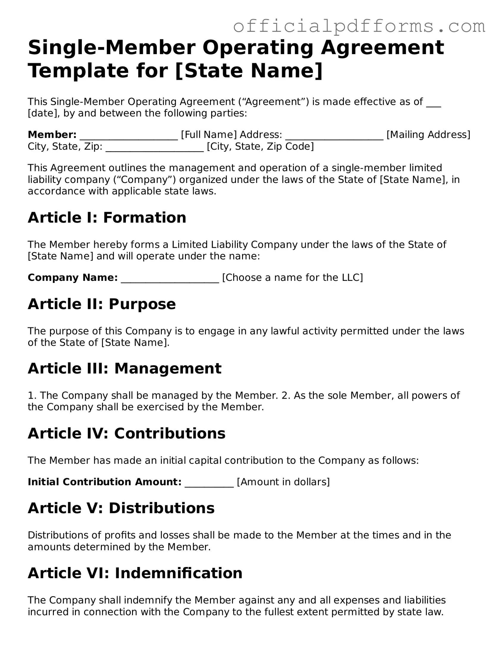 Valid Single-Member Operating Agreement Document