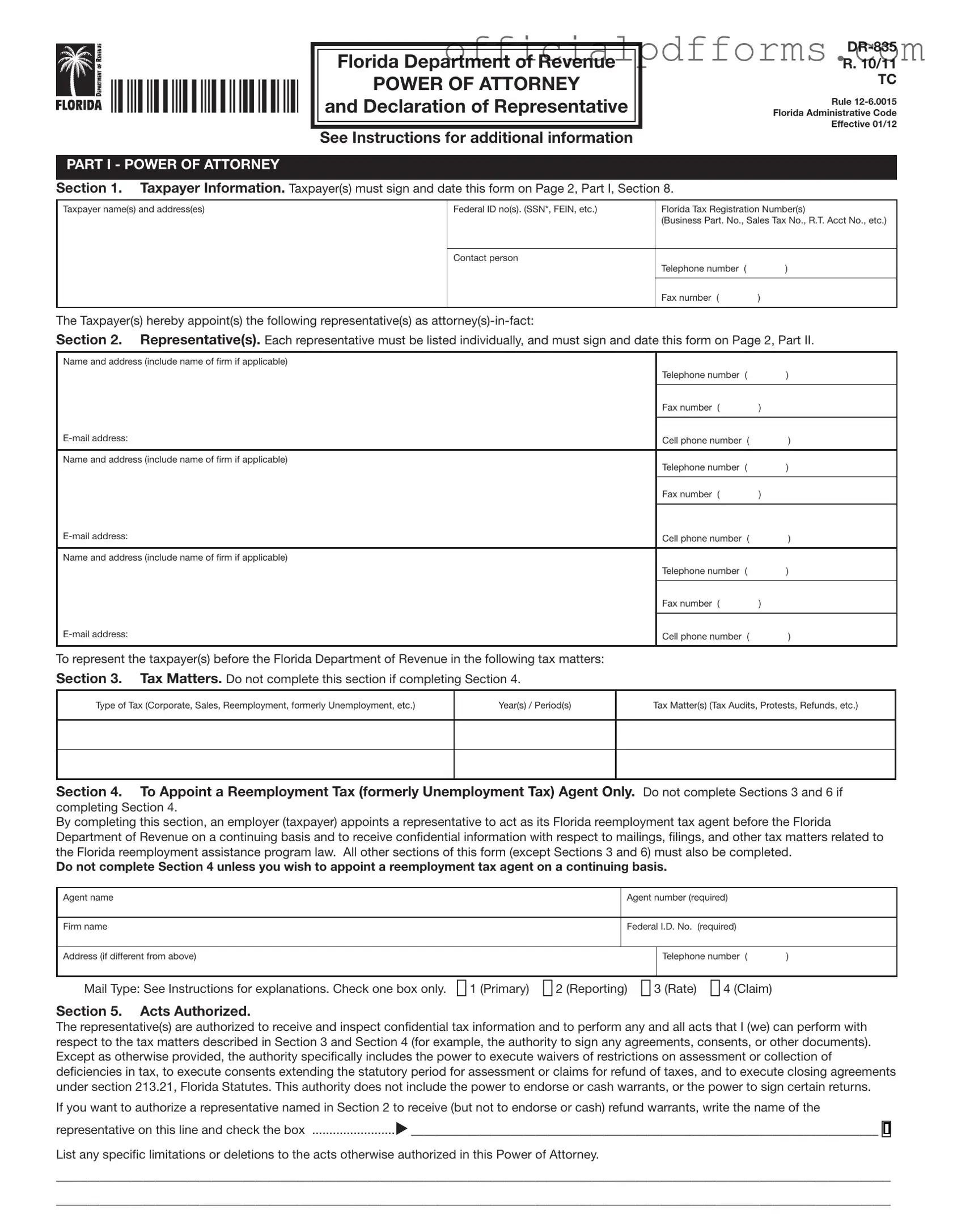 Fill in a Valid Tax POA dr 835 Form