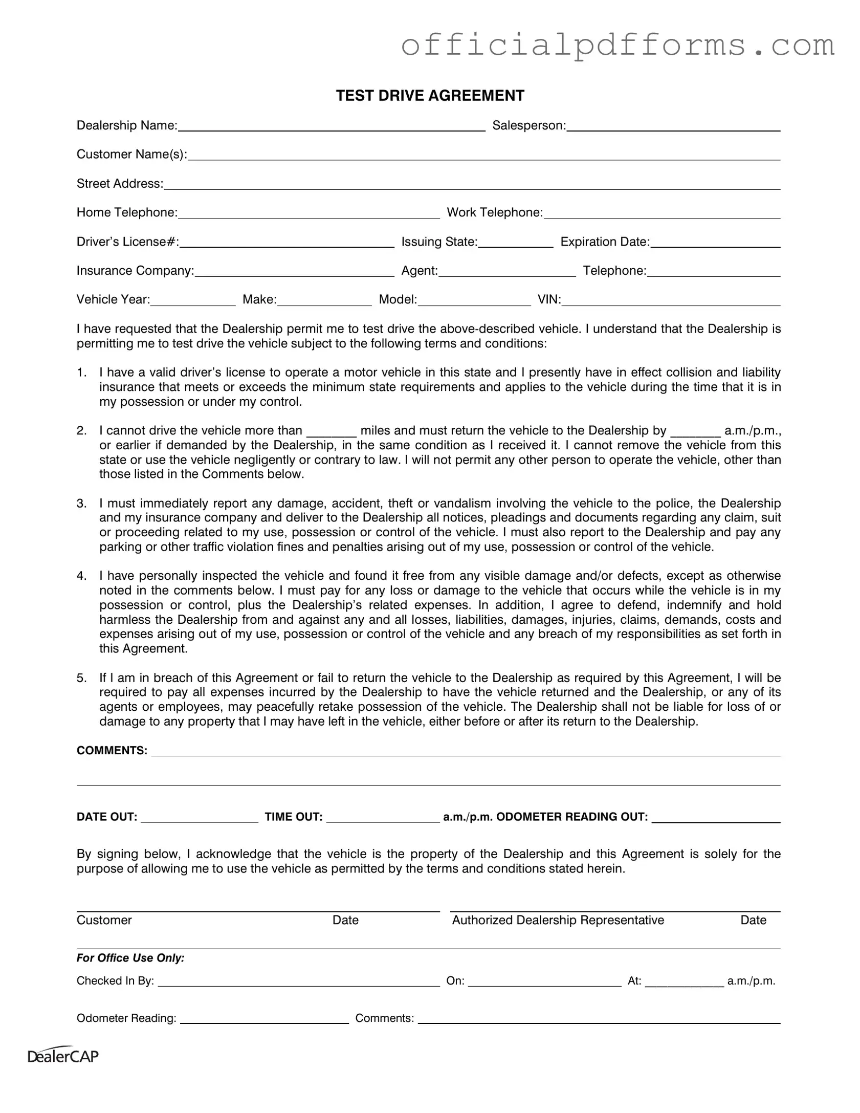Fill in a Valid Test Drive Form