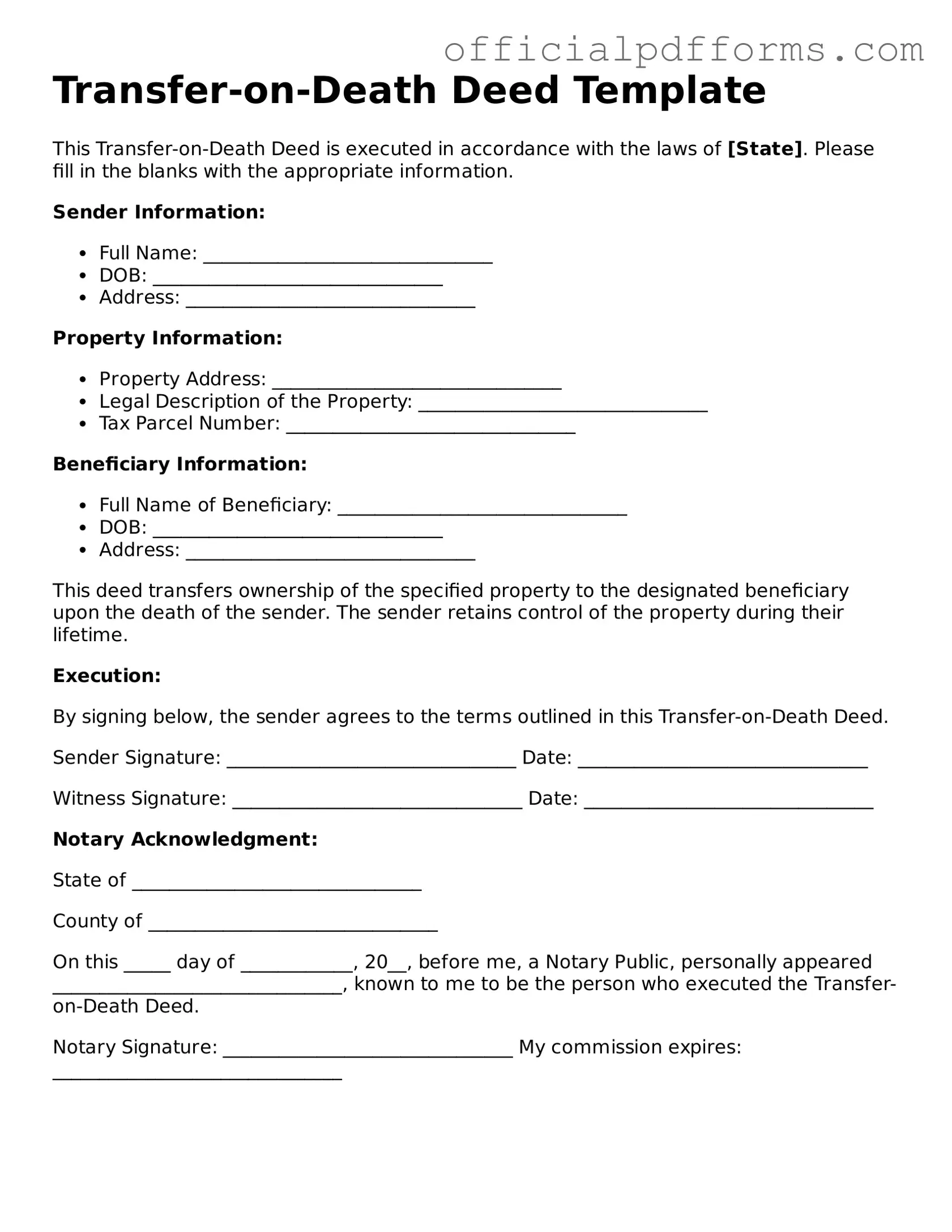 Valid Transfer-on-Death Deed Document