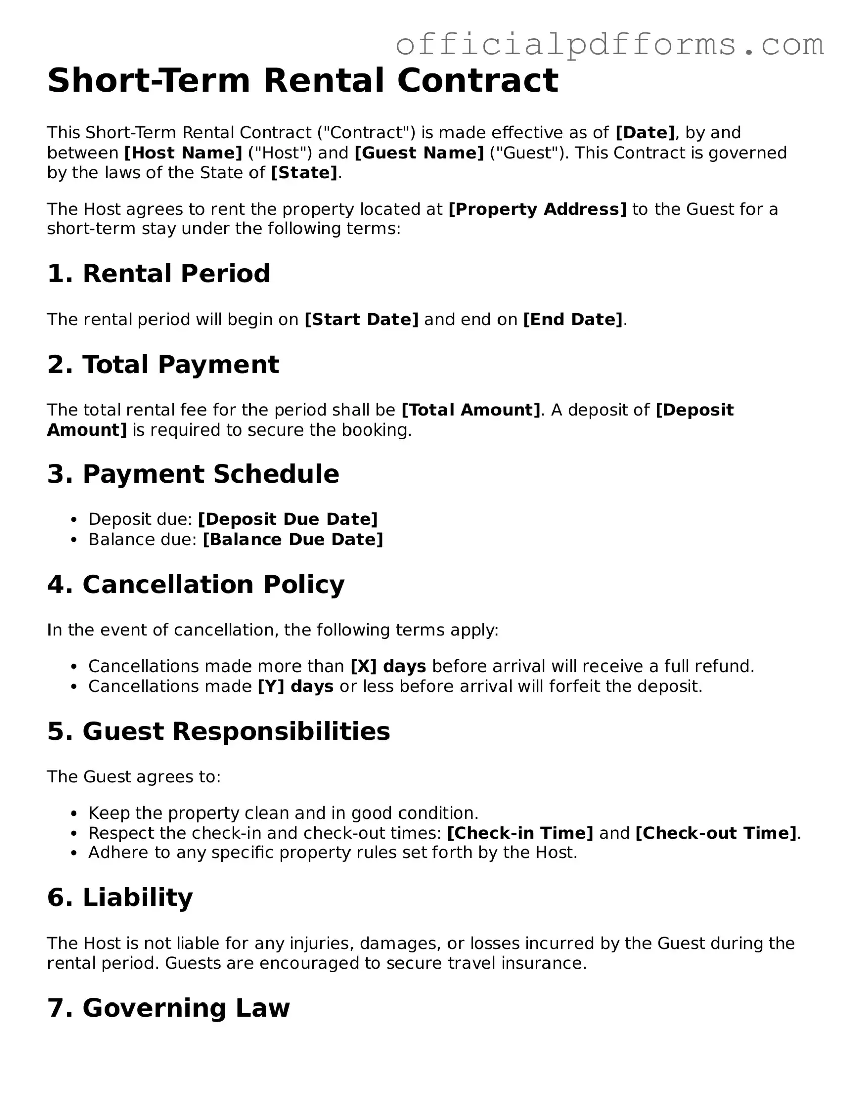 Valid Short-Term Rental Contract Document