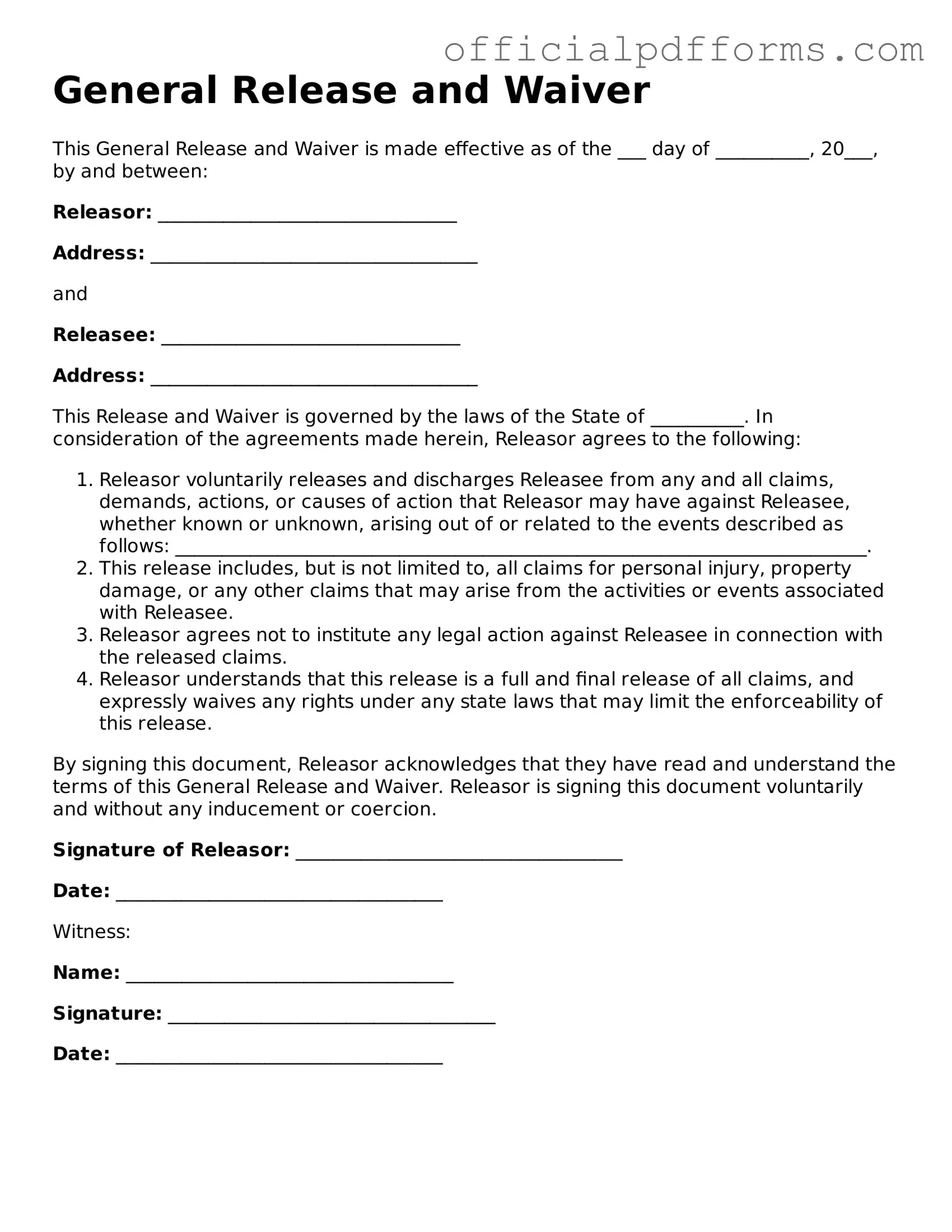 Valid General Release and Waiver Document