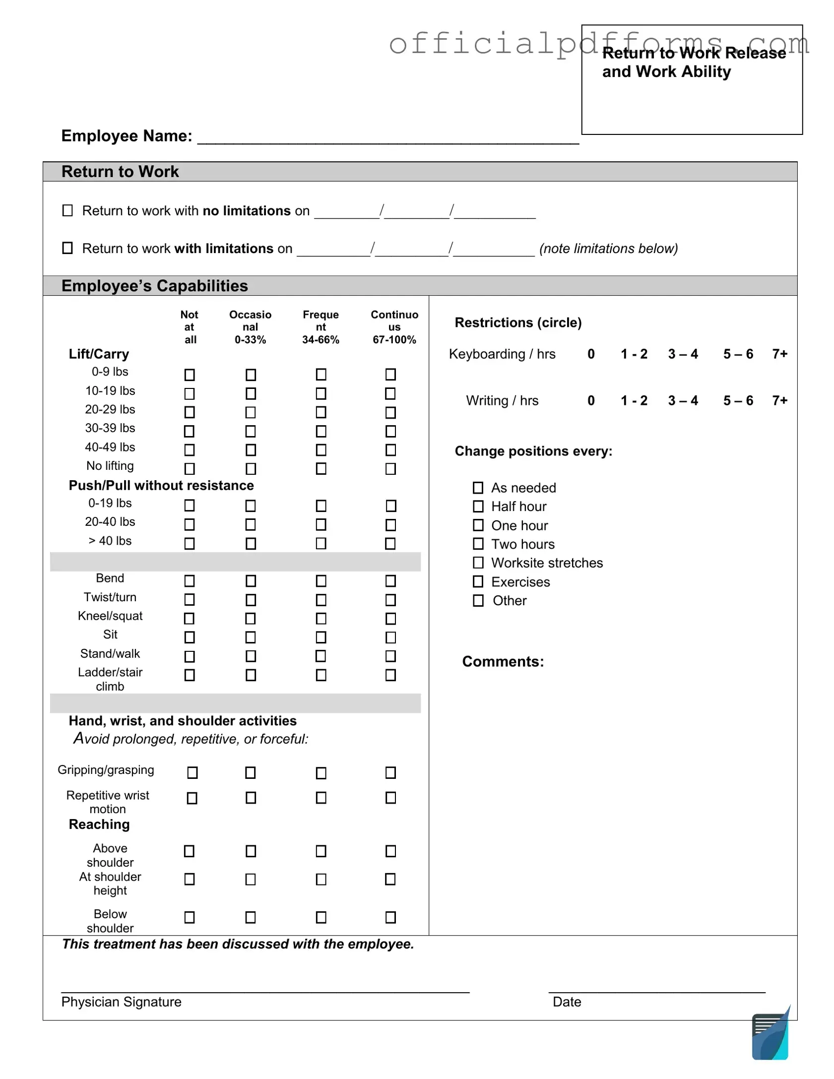 Fill in a Valid Work Release Form